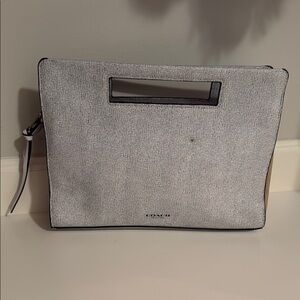 Coach Gray Wristlet Clutch Modern Design